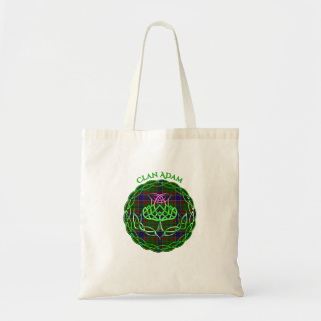 Adam Scottish Tartan Celtic Thistle Tote Bag (Front)