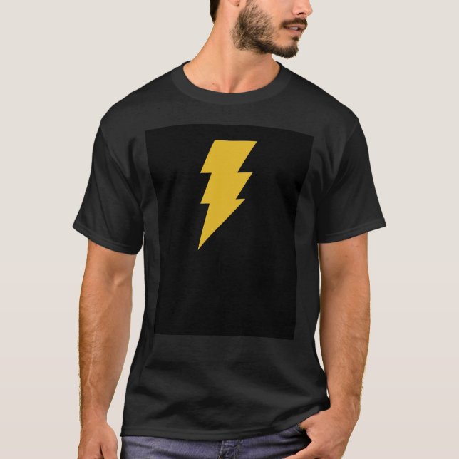 Adam Shazam Black Graphic T-Shirt (Front)