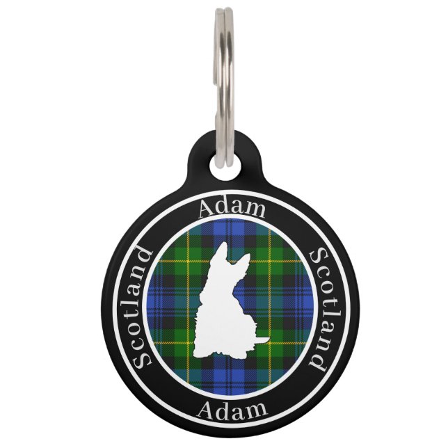 Adam Tartan & Scottie Dog Personalised  Pet Tag (Front)