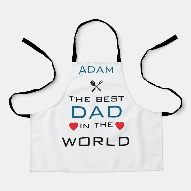 Adam the best dad in the world white apron (Front)