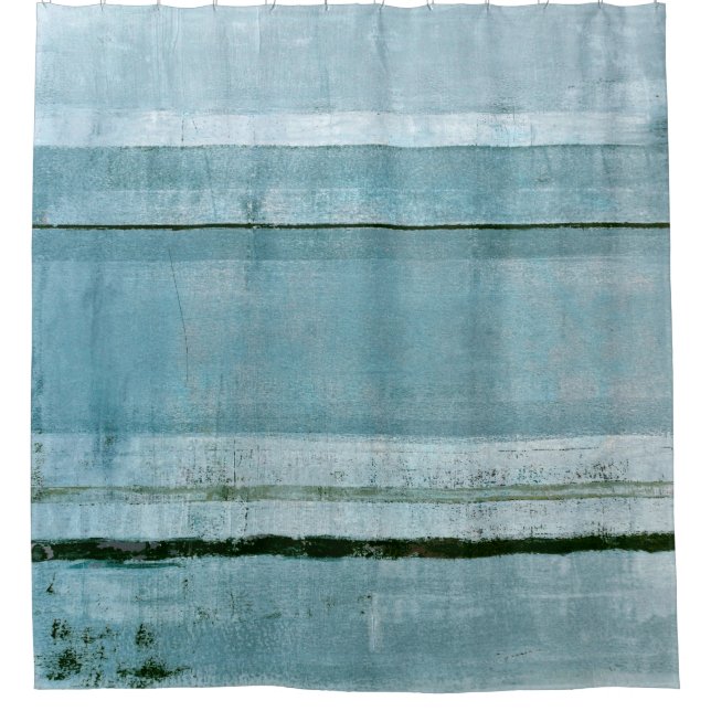 'Adamant' Blue Abstract Art Shower Curtain (Front)