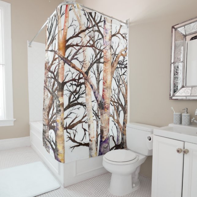 Adams Birch Shower Curtain (In Situ)