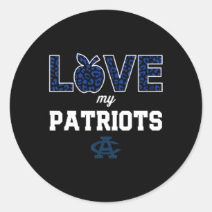 Adams Central Patriots Logo Love My Team Hs Classic Round Sticker