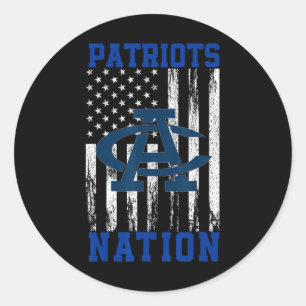 Adams Central Patriots Logo Nation Hs  Classic Round Sticker