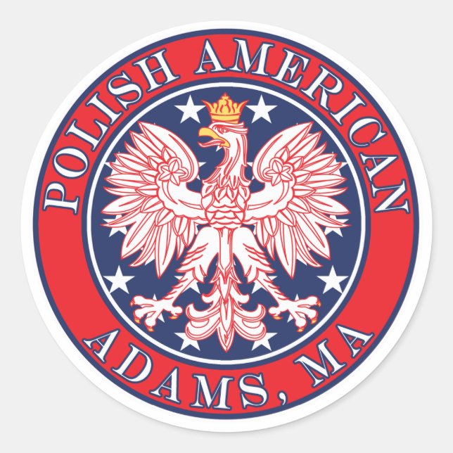 Adams Massachusetts Polish Classic Round Sticker (Front)