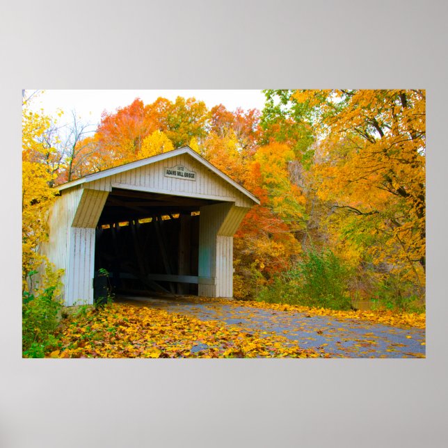 Adams Mill Old Covered Bridge, Indiana Poster (Front)