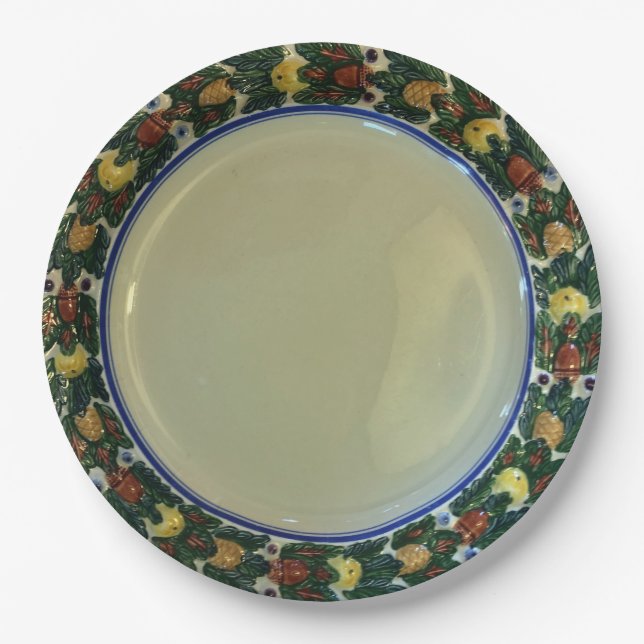 Adams TitianWare Della Robbia c1900 hand painted Paper Plate (Front)