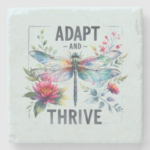 Adapt and Thrive - Artistic Dragonfly Stone Coaster