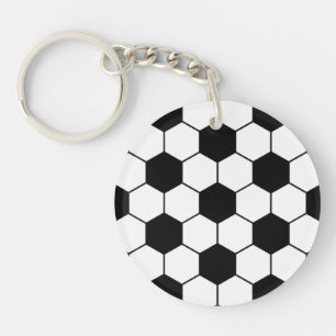 Adapted Soccer Ball pattern Black White Key Ring