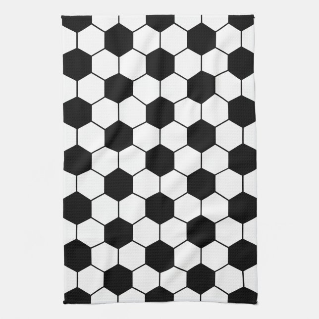 Adapted Soccer Ball pattern Black White Tea Towel (Vertical)