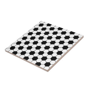 Adapted Soccer Ball pattern Black White Tile