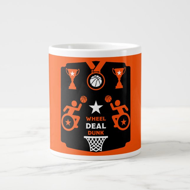 Adaptive Disabled Basketball Large Coffee Mug (Front)