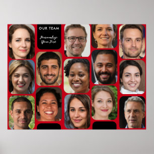   Add 14 Photos Classy Red & Black Modern Our Team Poster