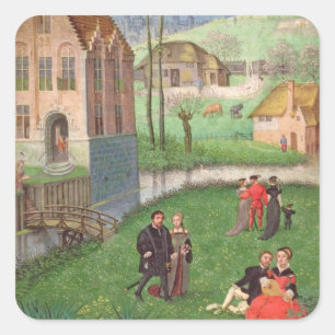 Add 18855 April: courting couples, from a Book of Square Sticker