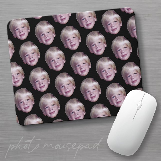 Add 1 Floating Head Photo Half Drop Pattern black Mouse Mat (Custom Photo Mousepad)
