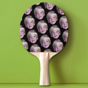 Add 1 Floating Head Photo Half Drop Pattern black Ping Pong Paddle