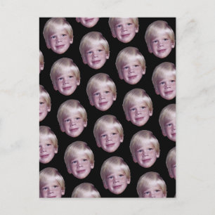Add 1 Floating Head Photo Half Drop Pattern black Postcard