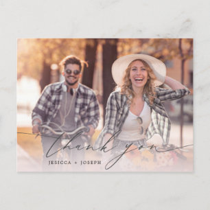Add 2 Custom Photo Personalised Wedding Thank You Postcard