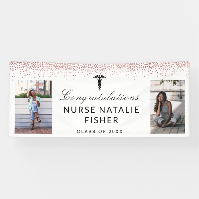 Add 2 Photo Script Congratulations Nurse Graduate Banner (Horizontal)