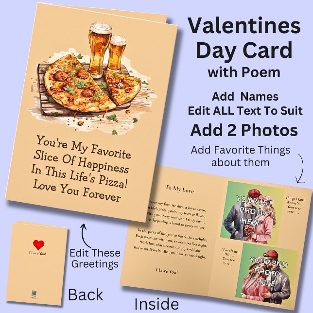 Add 2 Photo's, Favourite Slice Happiness Valentine Card (Creator Uploaded)