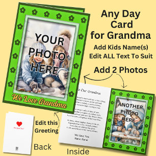 Add 2 Photo's in Green Frames for Grandmother Card
