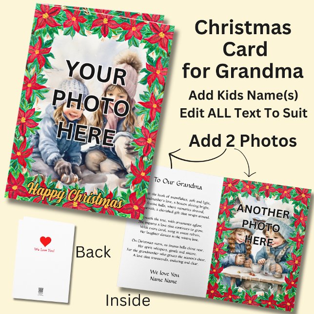 Add 2 Photo's in Wood Frames for Grandmother Card (Creator Uploaded)
