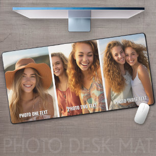 Add 3 Photos and Text - Simple Collage - Minimal Desk Mat