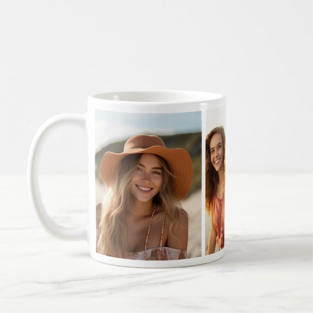 Add 3 Photos - Simple Collage - Modern Minimal Coffee Mug (Left)