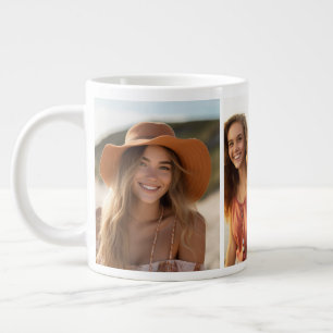 Add 3 Photos - Simple Collage - Modern Minimal Large Coffee Mug