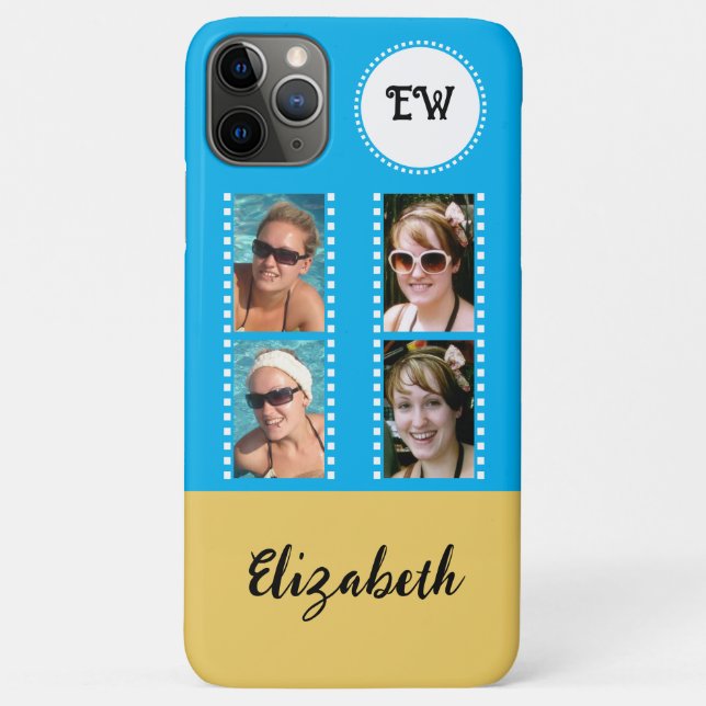 Add 4 photos initials name yellow and blue Case-Mate iPhone case (Back)