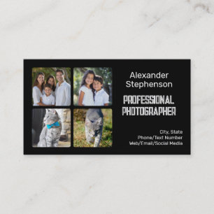 Add 4 Photos Instagram Collage Photographer Business Card