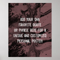 Add a Custom Quote Black Marble, Dusty Rose Pink