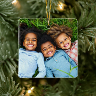 Add a Family Photo to this Personalized Christmas Ceramic Ornament
