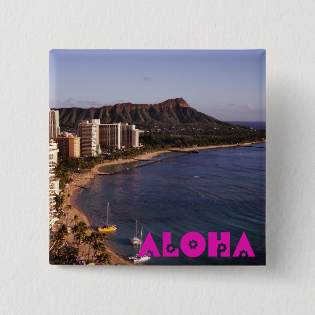 Add a Hawaiian Vacation Photo 15 Cm Square Badge (Front)
