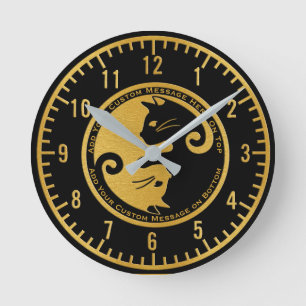 Add a Message Yin Yang Cats Round Clock