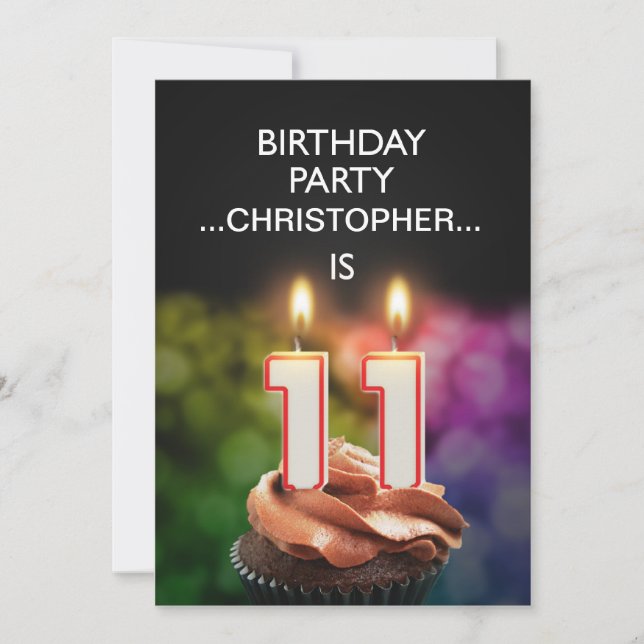 Add a name, 11th Birthday party Invitation (Front)