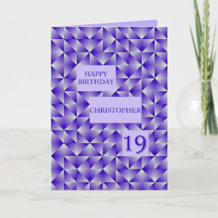 Add a name 19th Birthday with Purple Shapes Card