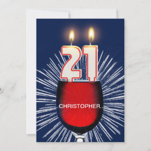 Add a name, 21st Birthday party Invitation, wine Invitation