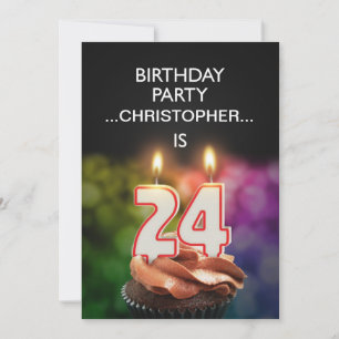 Add a name, 24th Birthday party Invitation