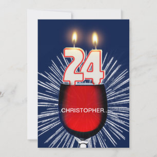 Add a name, 24th Birthday party Invitation, wine Invitation