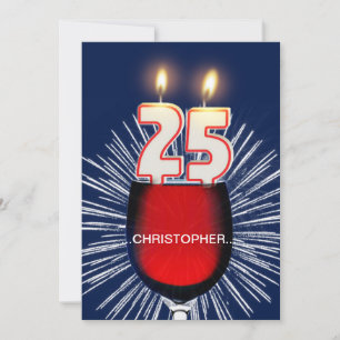 Add a name, 25th Birthday party Invitation, wine Invitation