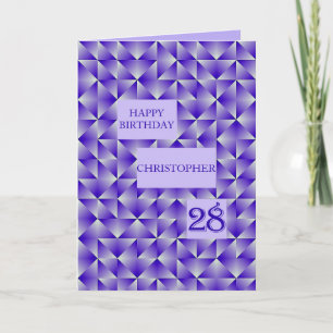 Add a name 28th Birthday with Purple Shapes Card