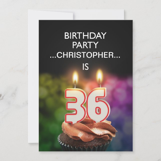 Add a name, 36th Birthday party Invitation (Front)