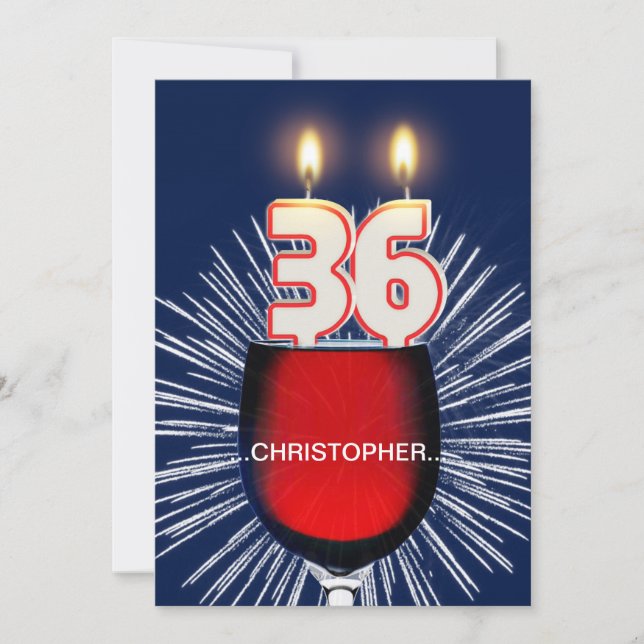 Add a name, 36th Birthday party Invitation, wine Invitation (Front)