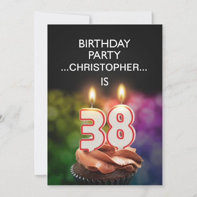 Add a name, 38th Birthday party Invitation (Front)