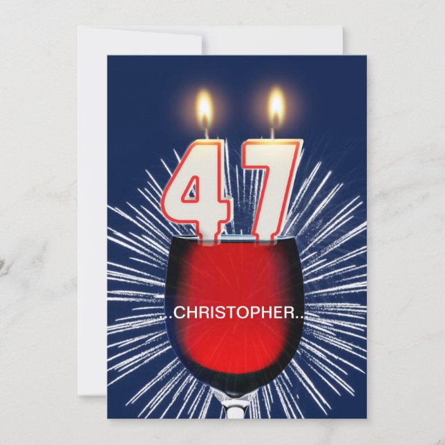 Add a name, 47th Birthday party Invitation, wine Invitation (Front)