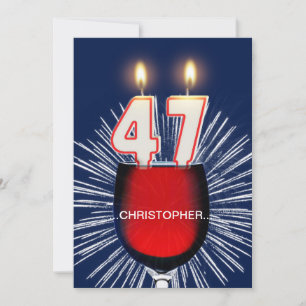 Add a name, 47th Birthday party Invitation, wine Invitation