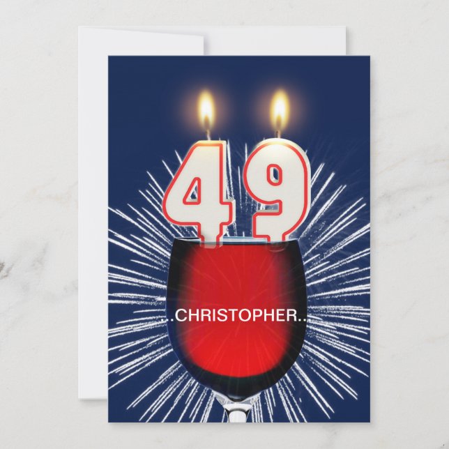 Add a name, 49th Birthday party Invitation, wine Invitation (Front)