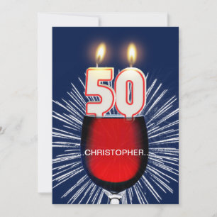 Add a name, 50th Birthday party Invitation, wine Invitation