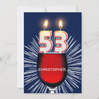 Add a name,53rd Birthday party Invitation, wine Invitation